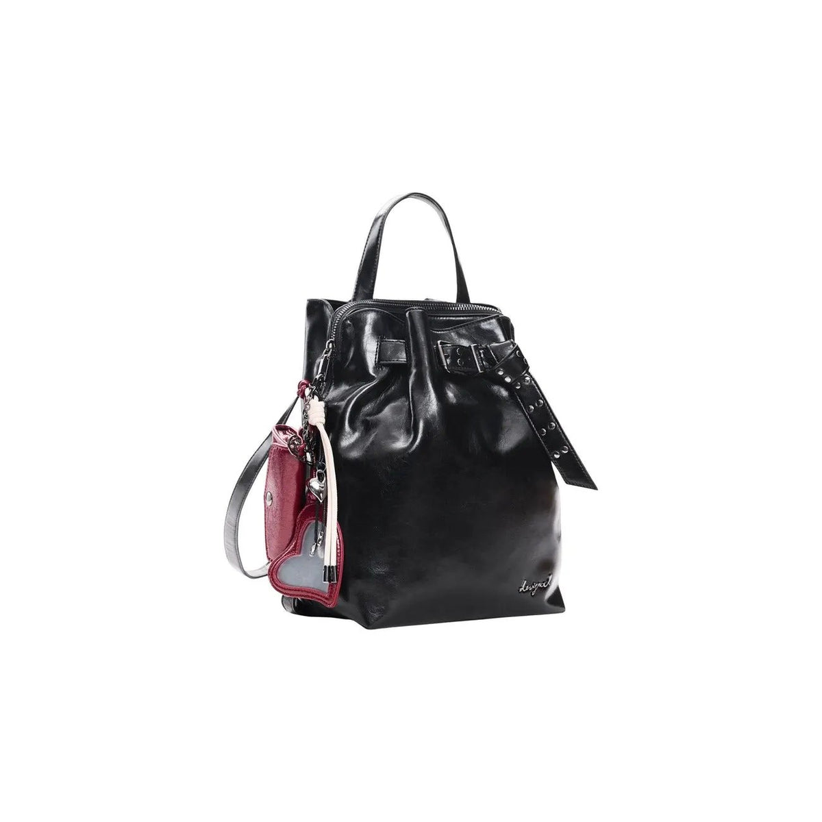 Desigual Women Black Premium PU Leather Backpack With Secure Zip Closure by Desigual