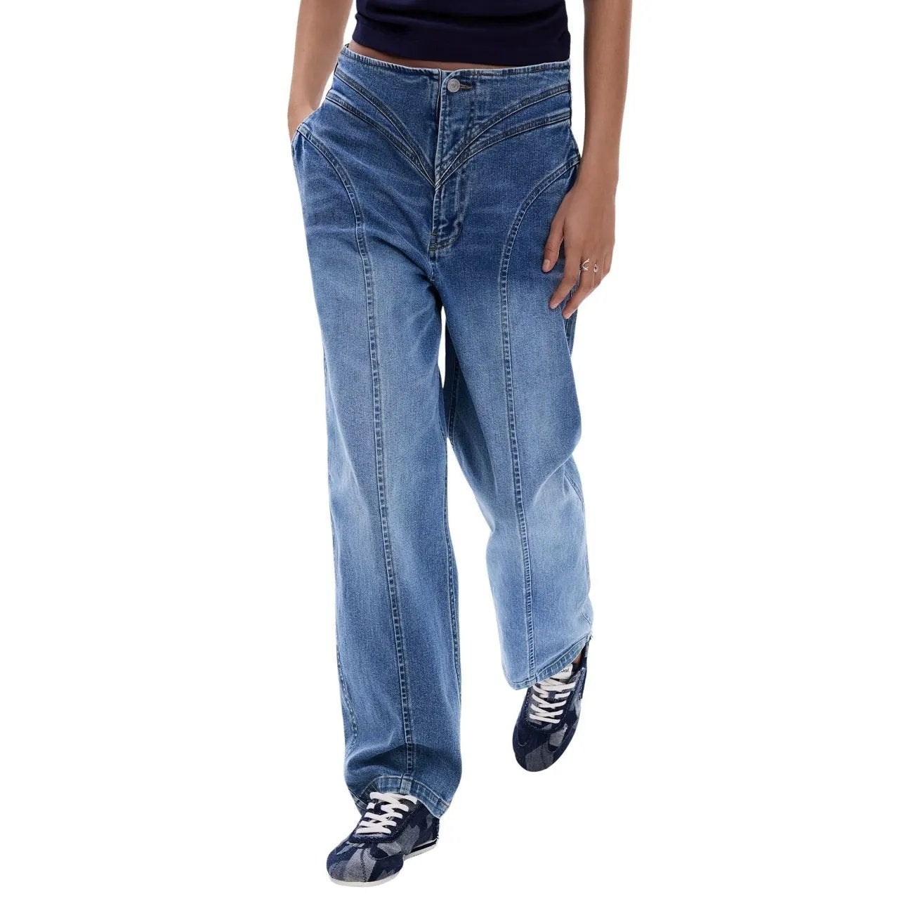 Desigual Women Stylish Comfortable Blue Stretch Cotton Wide Leg Jeans by Desigual