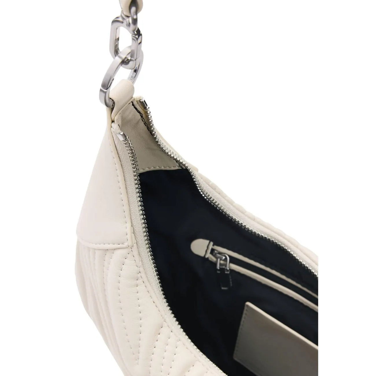 Desigual Women Beige Braided Crescent Handbag With Zip Inside Pocket by Desigual