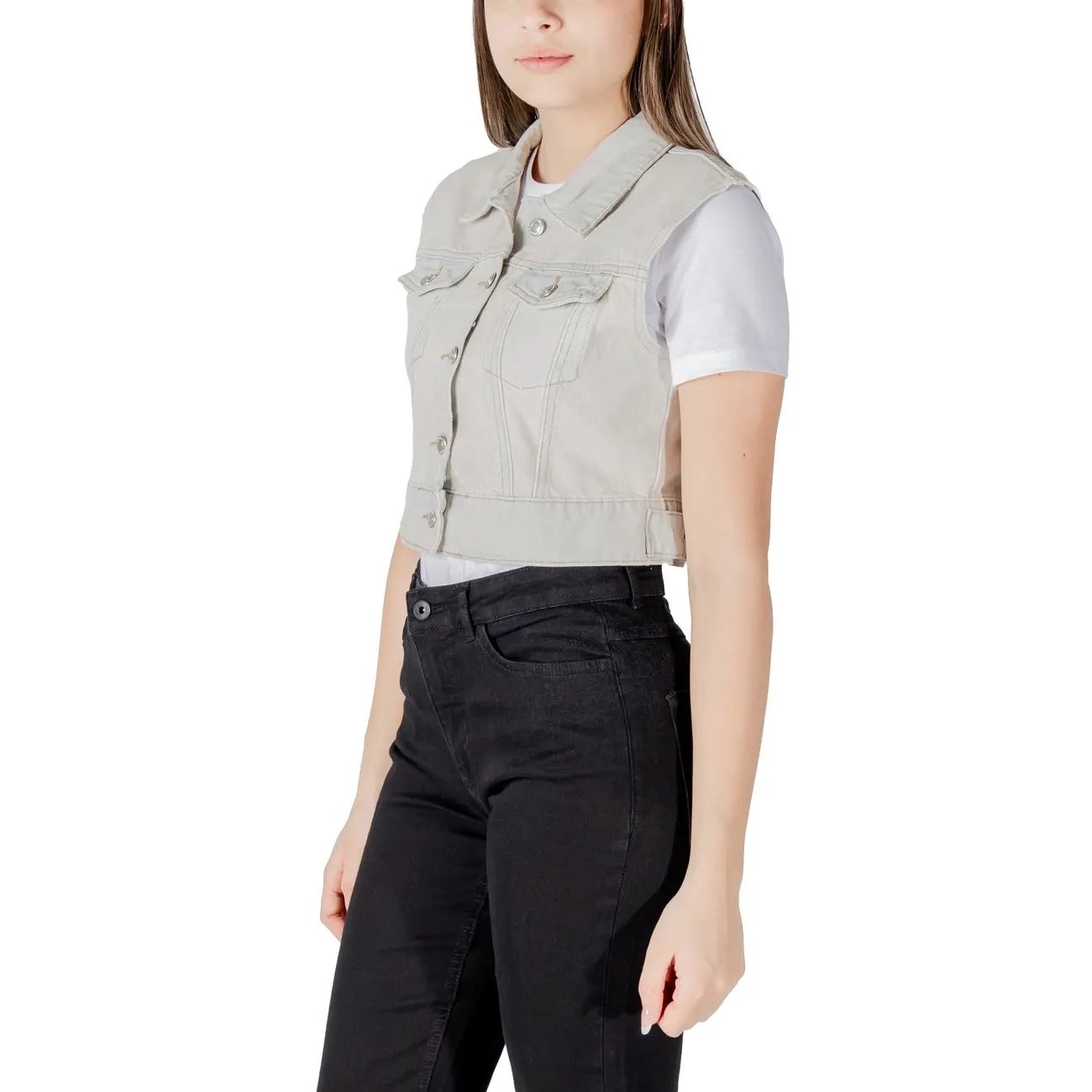 Only Women Organic Cotton Gilet Lightweight Classic Sleeveless Vest by Only
