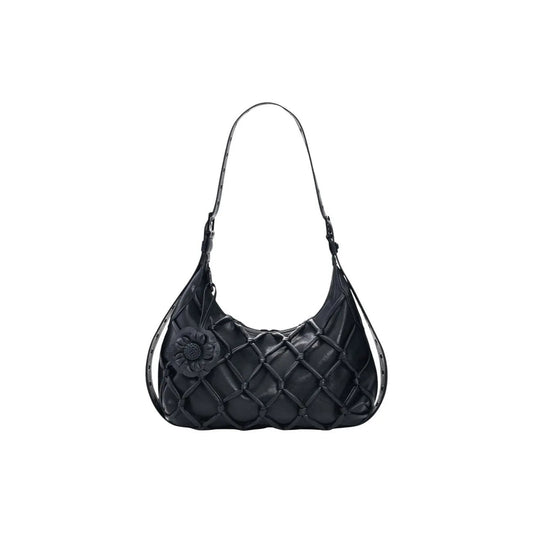 Desigual Women Black Woven Quilted Shoulder Handbag With Zip Fastening by Desigual