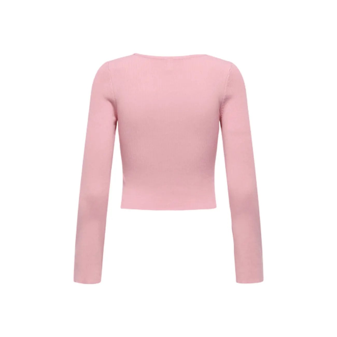 Only Women Stylish Pink Long Sleeve Knitwear Top With Round Neck by Only