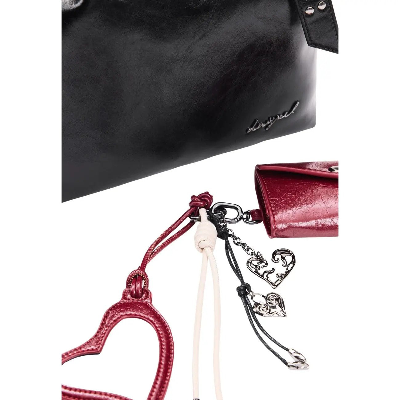 Desigual Women Black Premium PU Leather Backpack With Secure Zip Closure by Desigual