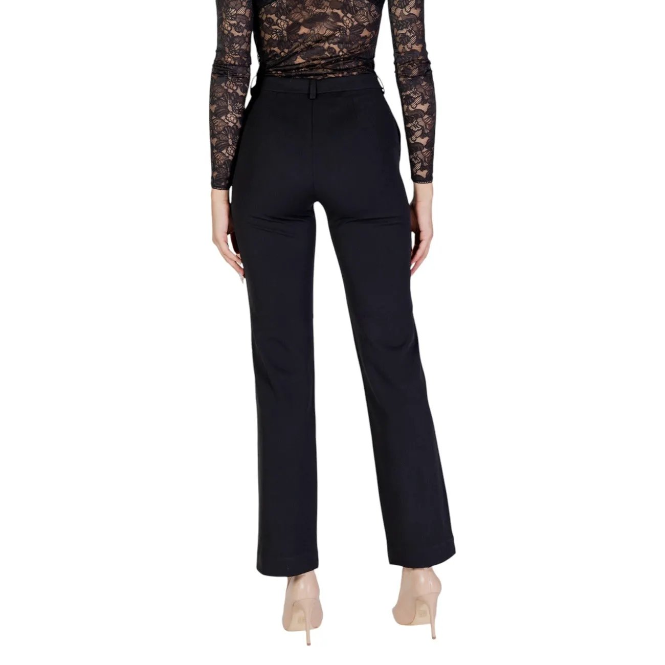 Only Women Black Stretch Trousers Elegant Plain Straight Fit Pants For Her by Only