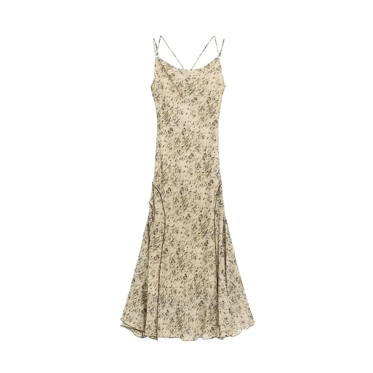 Desigual Women Elegant Printed V-Neck Strap Summer Floral Midi Dress by Desigual