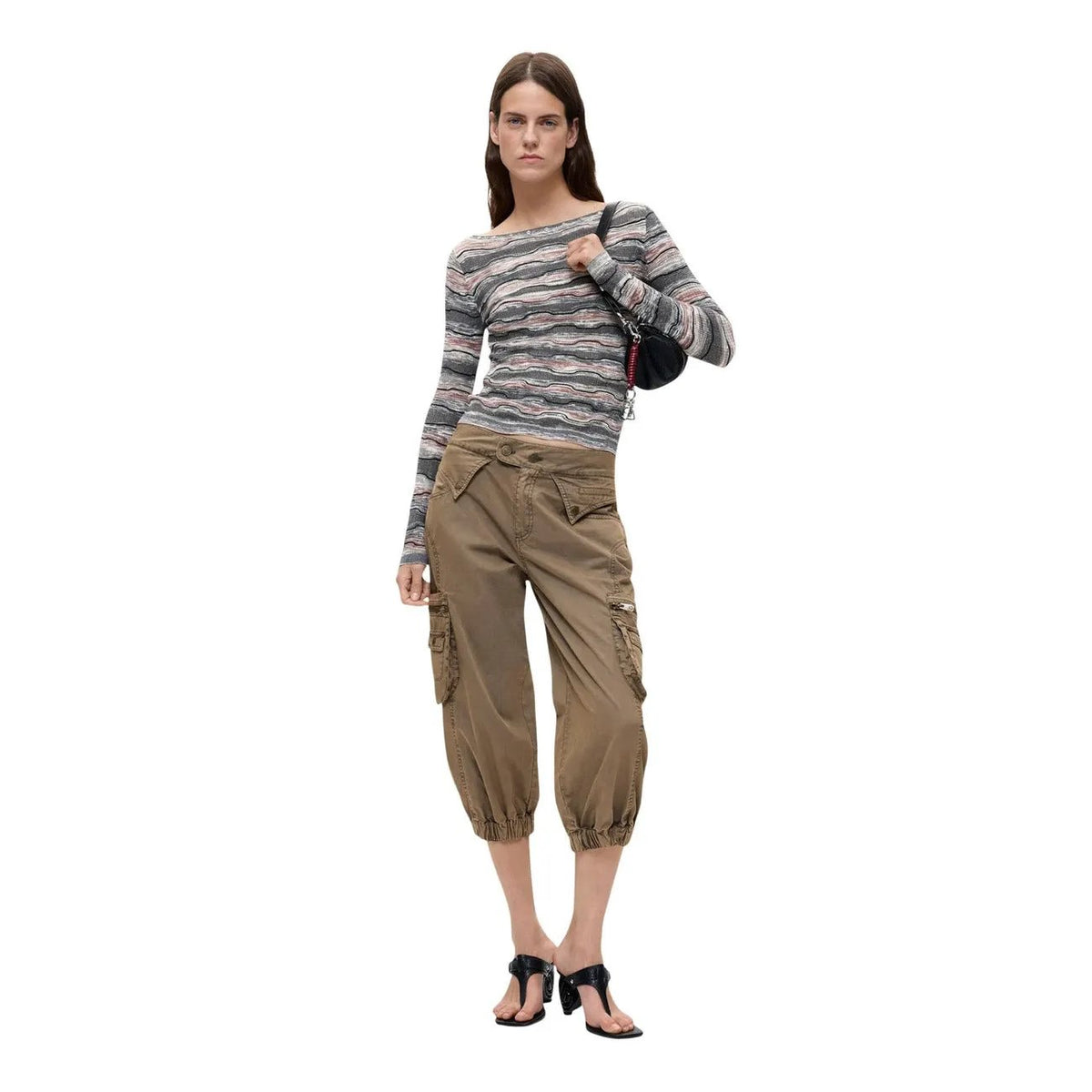 Desigual Women Striped Cotton Blend Knit Sweater Long Sleeve Boat Neck Top by Desigual