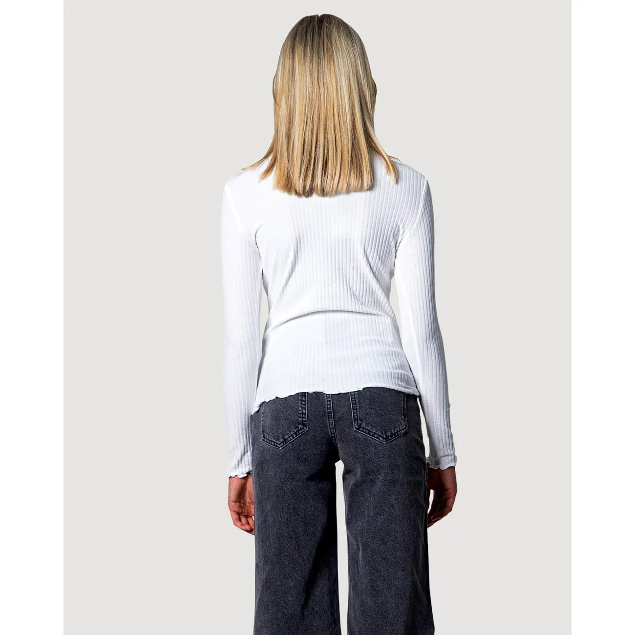Only Women Essential White Ribbed Knitwear Long Sleeve Stretch Fit Top by Only