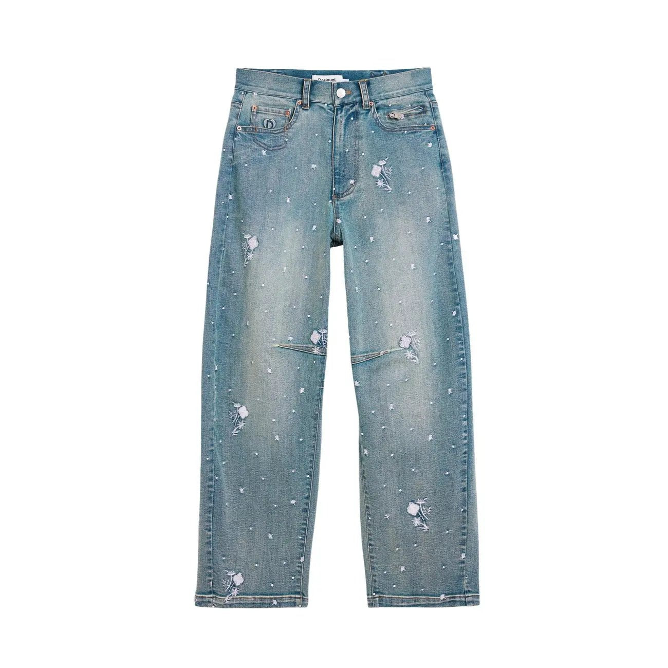 Stylish Desigual Women Light Blue Worn Out Effect Stretch Jeans by Desigual