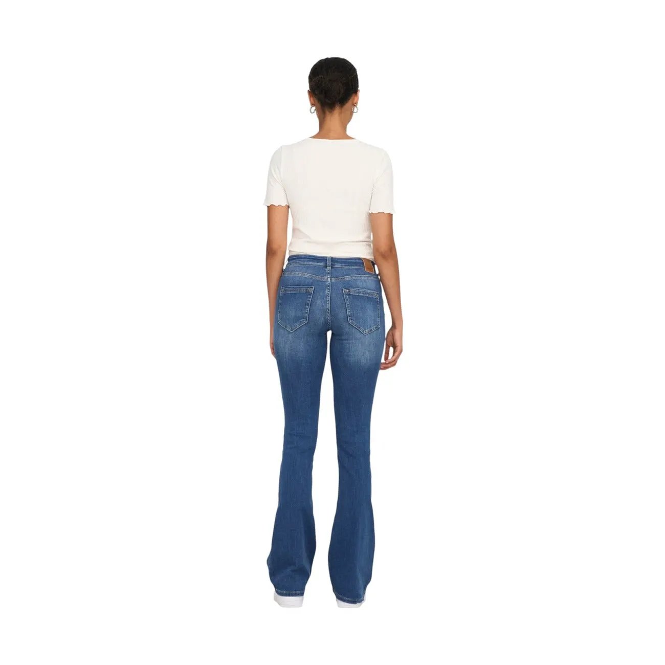 Only Women Blue Super Stretch High Waisted Flared Denim Jeans Retro Fit by Only