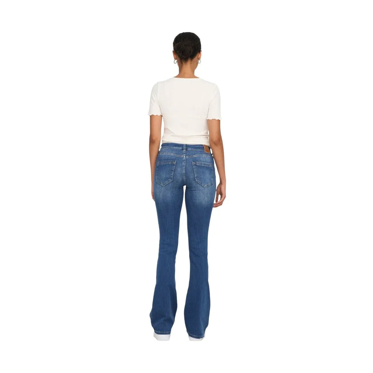 Only Women Blue Super Stretch High Waisted Flared Denim Jeans Retro Fit by Only