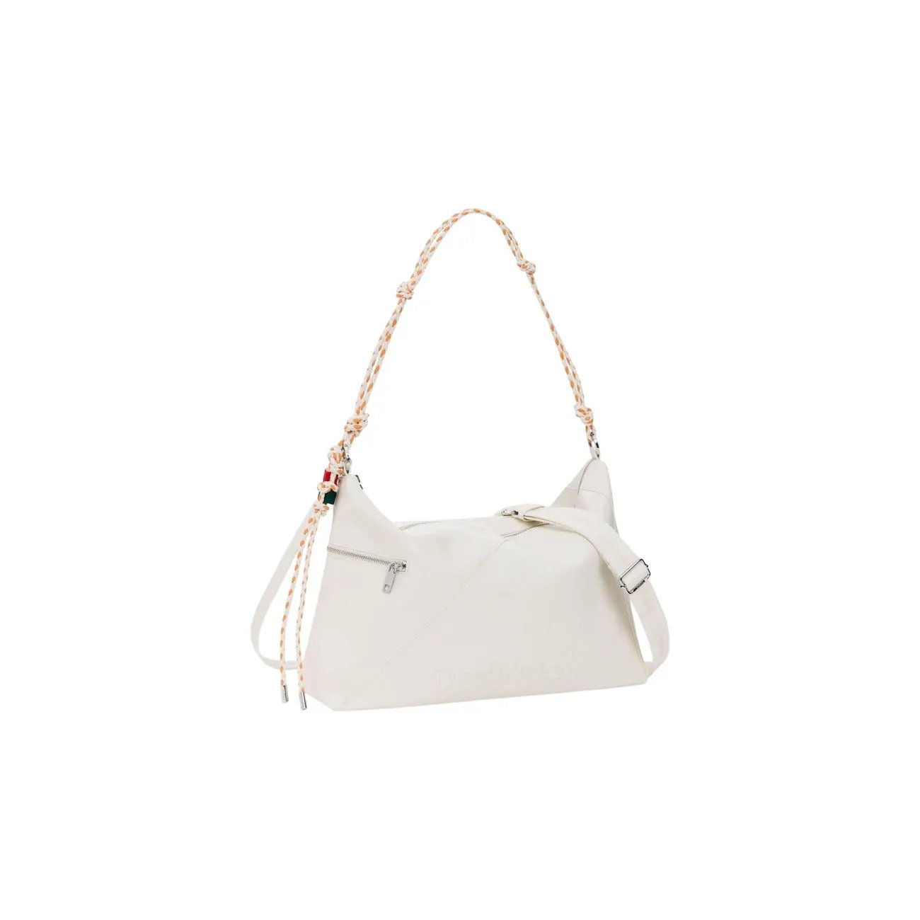 Desigual Women Beige Handbag Elegant Zip Closure Rope Shoulder Strap by Desigual