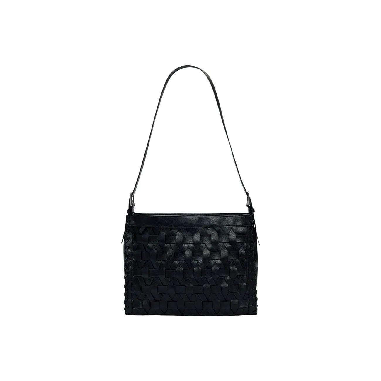 Desigual Women Stylish Black Woven Shoulder Bag With Zip Inner Pocket by Desigual