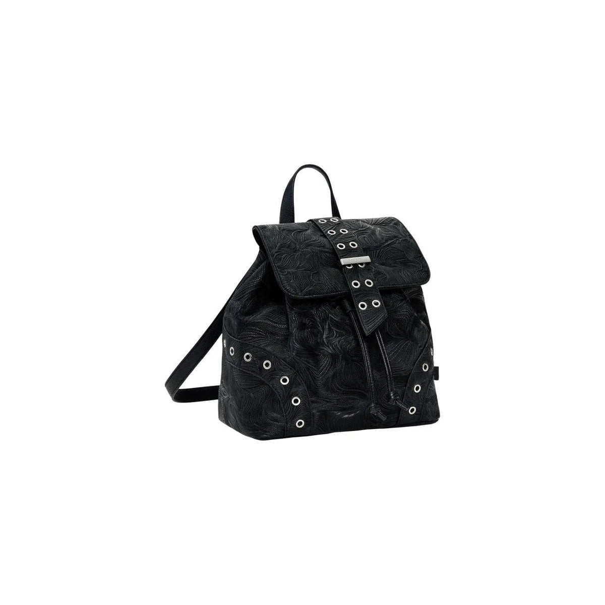Desigual Women Stylish Black Backpack With Button Fastening Pockets by Desigual