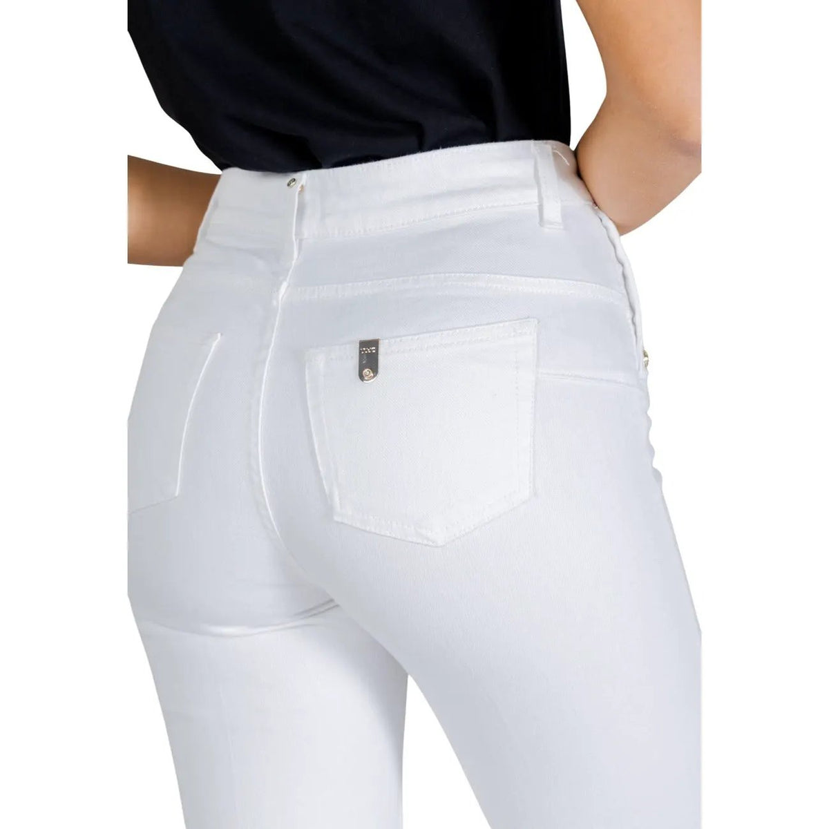 Liu Jo Women White High Waist Flared Trousers Elegant Button Stretch by Liu Jo
