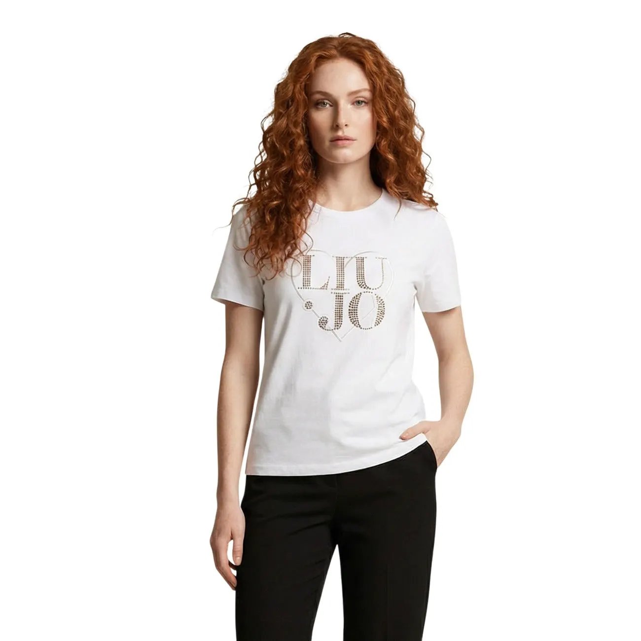 Liu Jo Women White Pure Cotton Tshirt With Summer Stylish Logo Print Design by Liu Jo