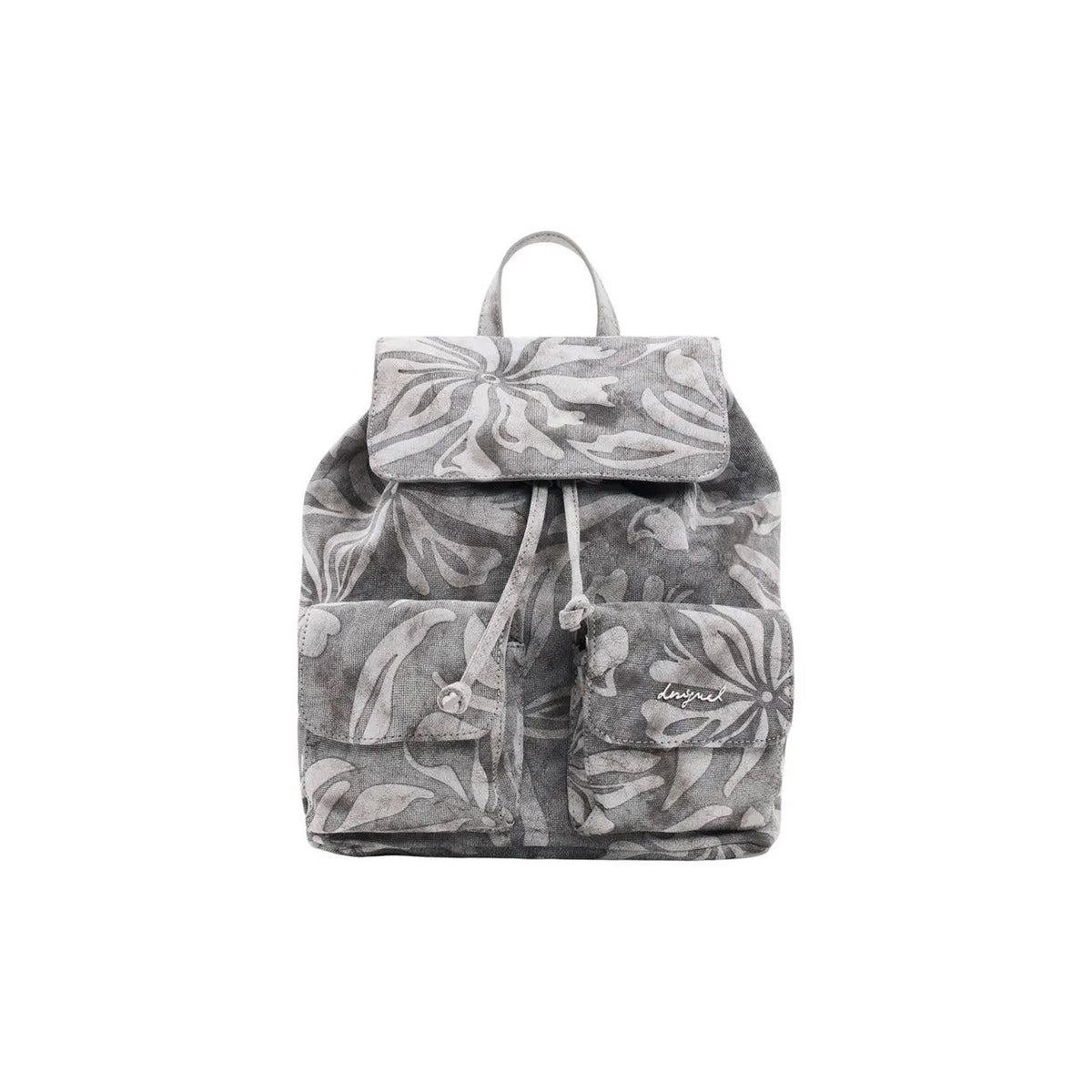 Desigual Women Grey Floral Print Rucksack With Inside And Outside Pockets by Desigual