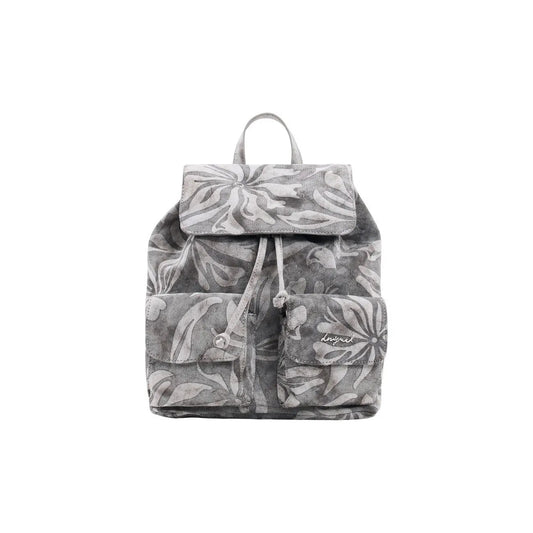 Desigual Women Grey Floral Print Rucksack With Inside And Outside Pockets by Desigual