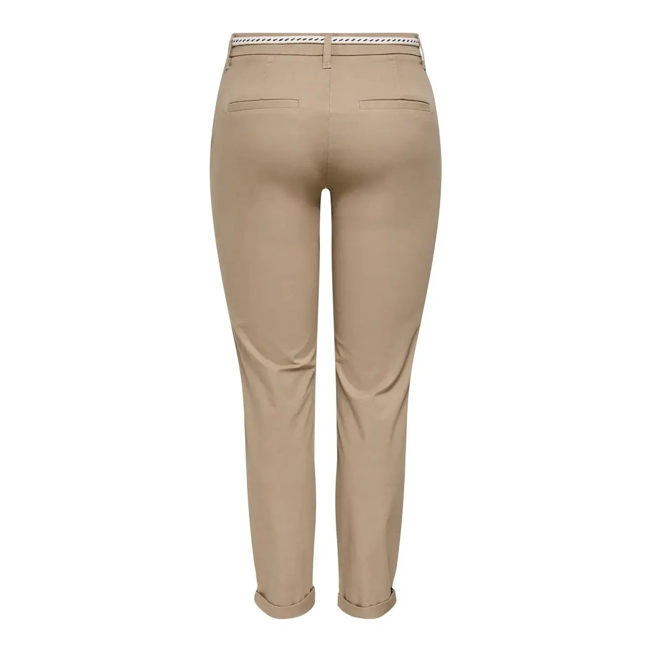 Only Women Cotton Stretch Trousers Comfortable Straight Fit Brown by Only