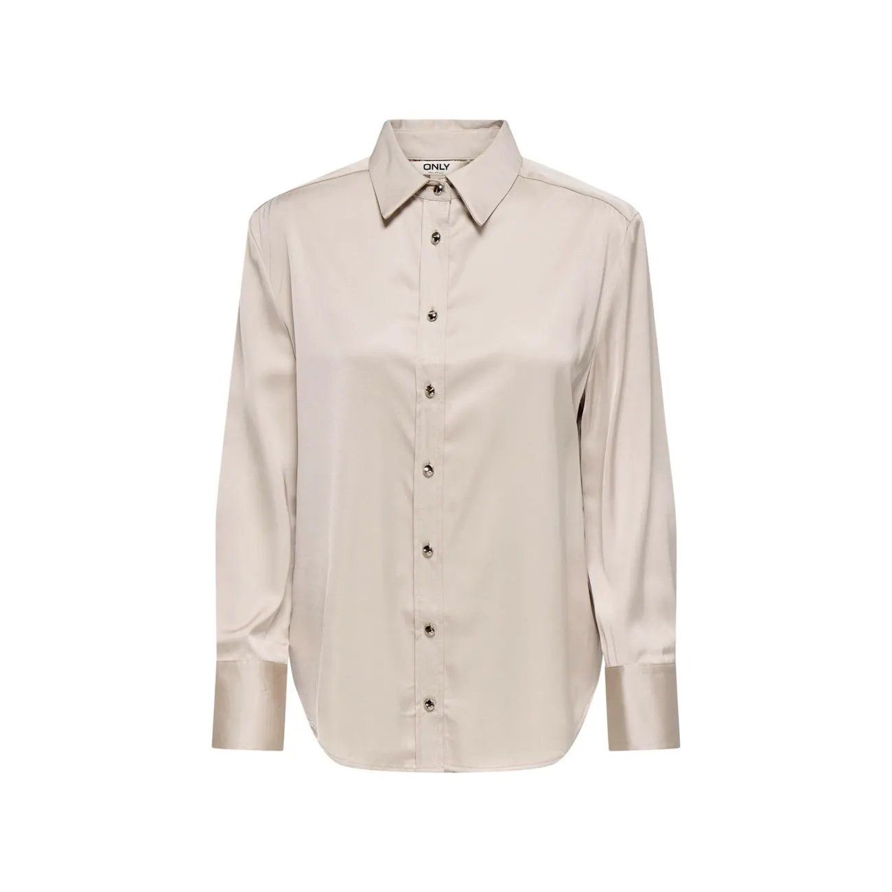 Only Women Elegant Beige Long Sleeve Classic Collar Button Shirt by Only