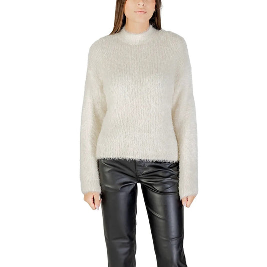 Only Women White Cozy Fluffy Long Sleeve Knitwear Sweater Winter by Only