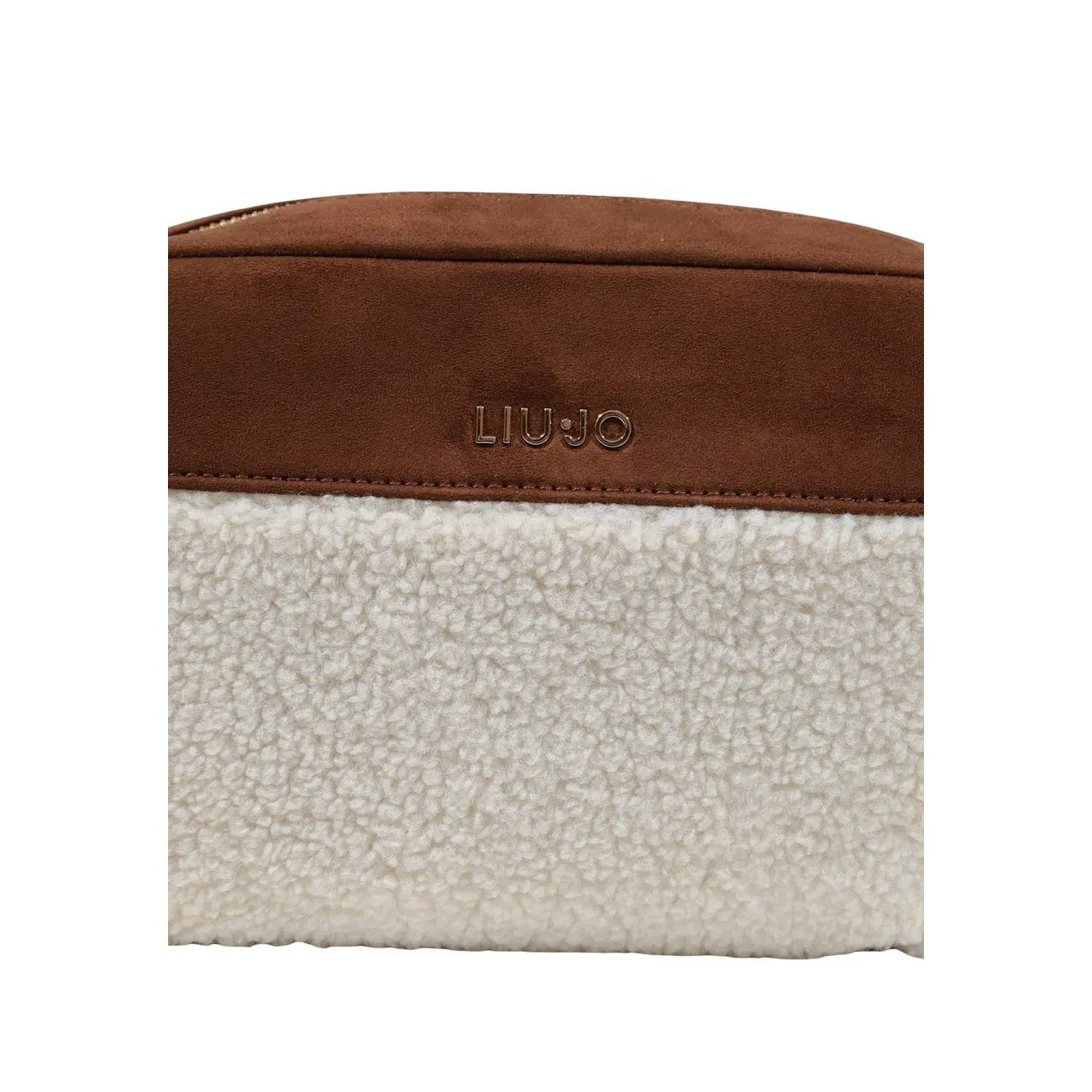 Liu Jo Women White Brown Suede Faux Shearling Camera Bag With Zip Fastening by Liu Jo
