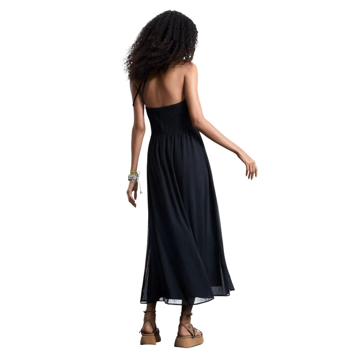 Desigual Women Black Floral Viscose Summer Dress Elegant Breezy Style by Desigual