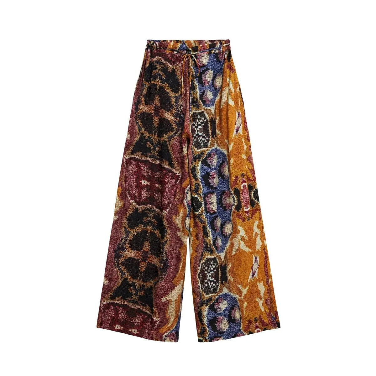 Desigual Women Trendy Printed Viscose Trousers With Belt Mustard Pattern by Desigual