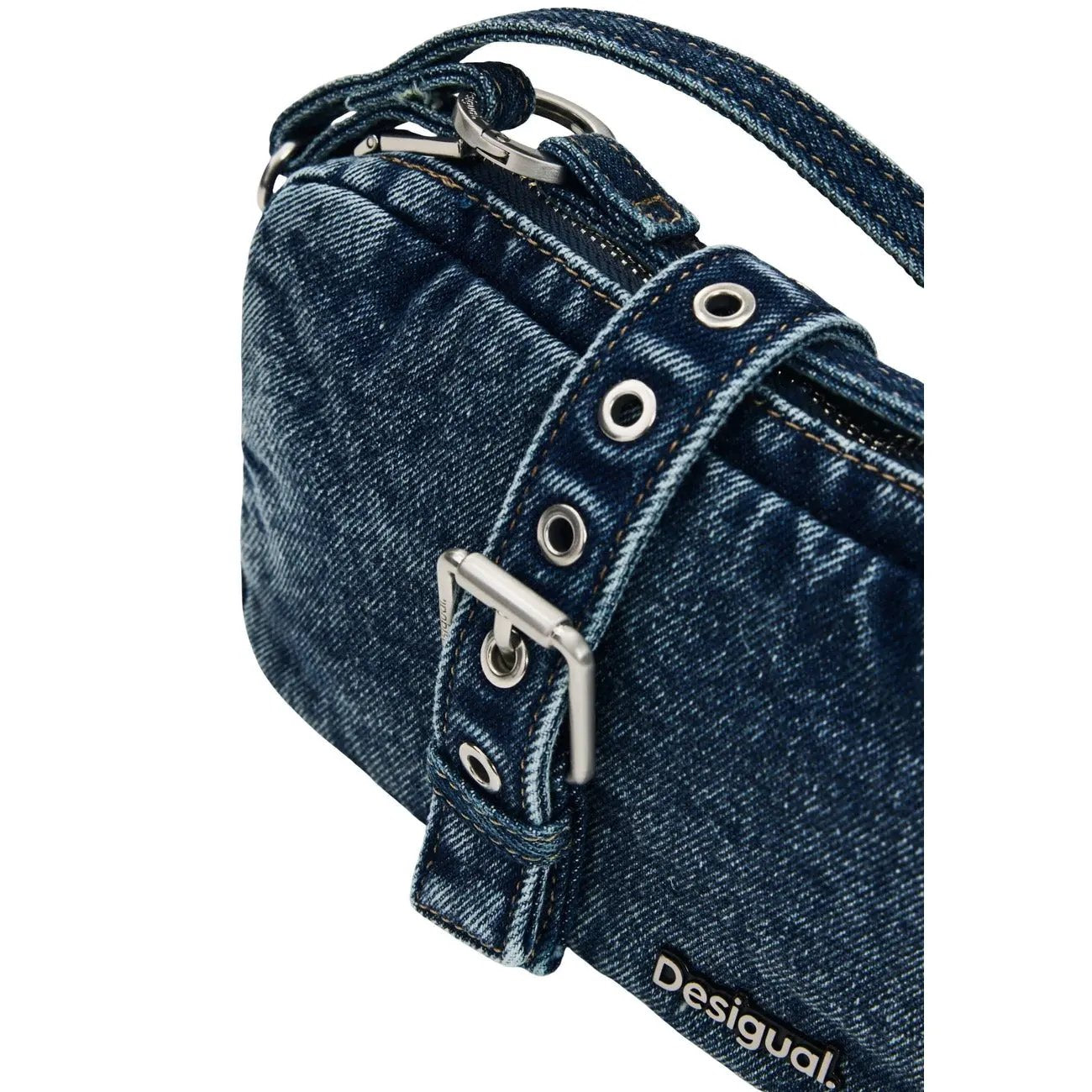 Desigual Women Blue Denim Shoulder Bag With Zip Fastening Stylish Charm by Desigual