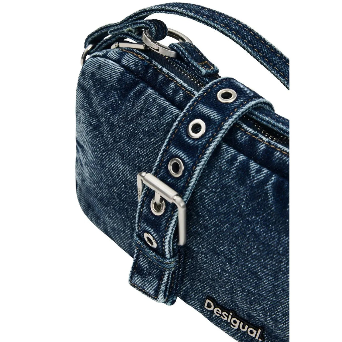 Desigual Women Blue Denim Shoulder Bag With Zip Fastening Stylish Charm by Desigual