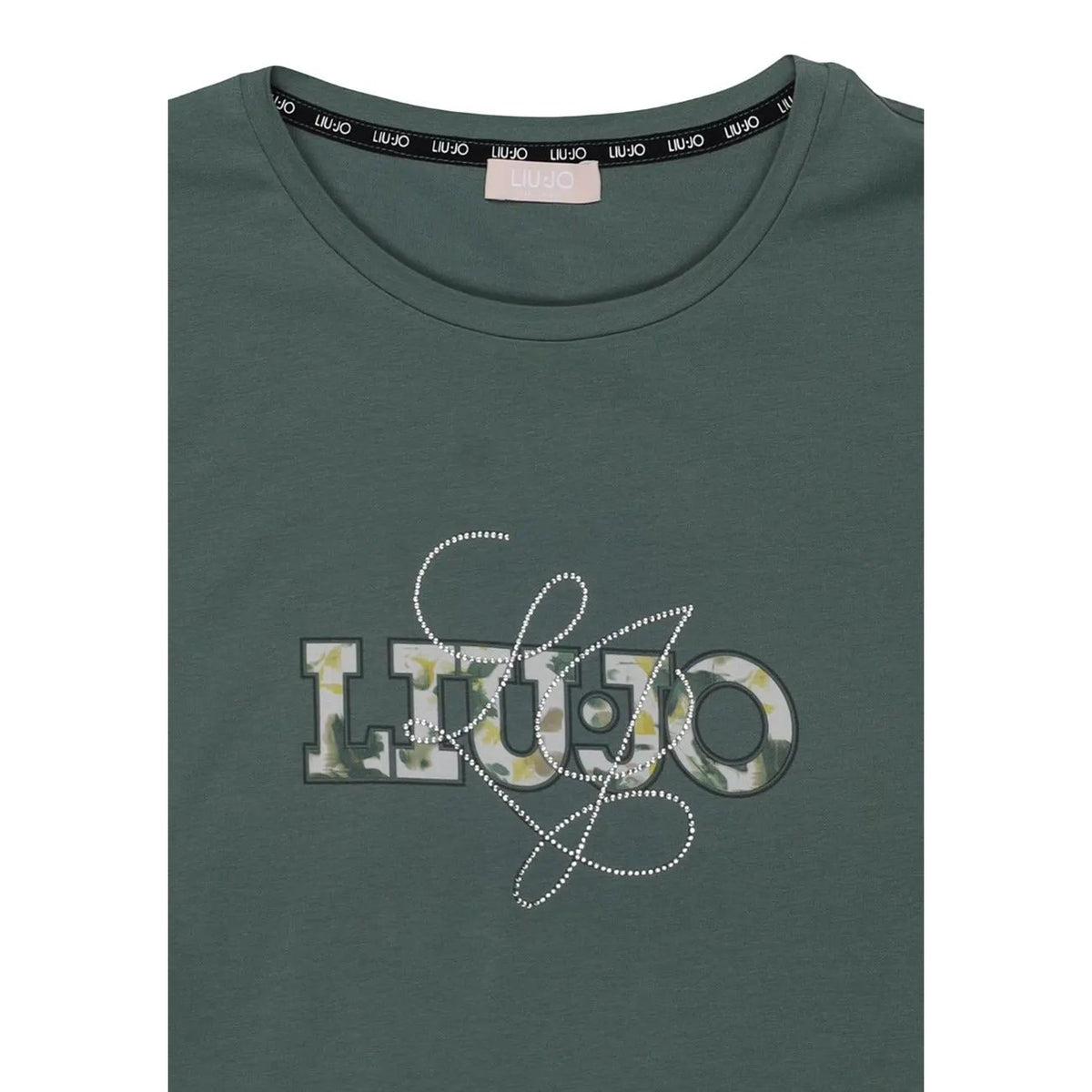 Liu Jo Women Green Cotton Blend Premium Logo Printed Short Sleeve T Shirts by Liu Jo