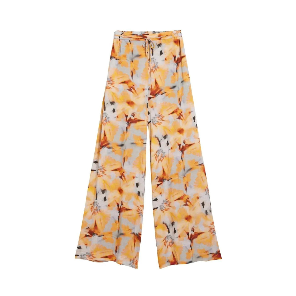 Desigual Women Vibrant Orange Floral Viscose Wide Leg Summer Trousers by Desigual