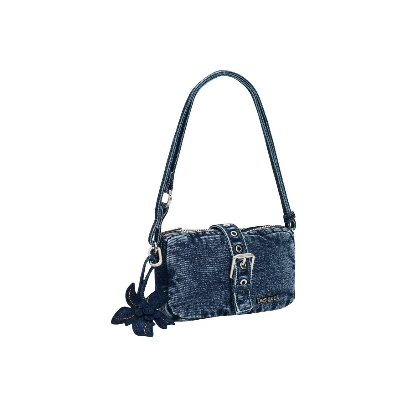 Desigual Women Blue Denim Shoulder Bag With Zip Fastening Stylish Charm by Desigual