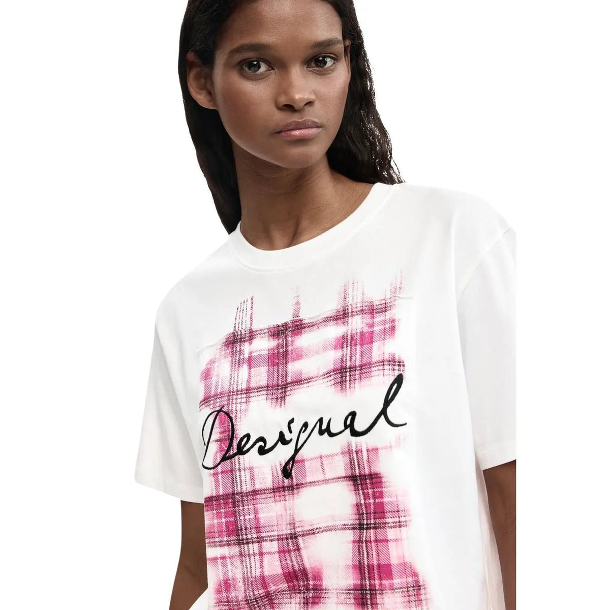 Desigual Women White 100% Cotton Graphic Print Short Sleeve T-Shirt by Desigual