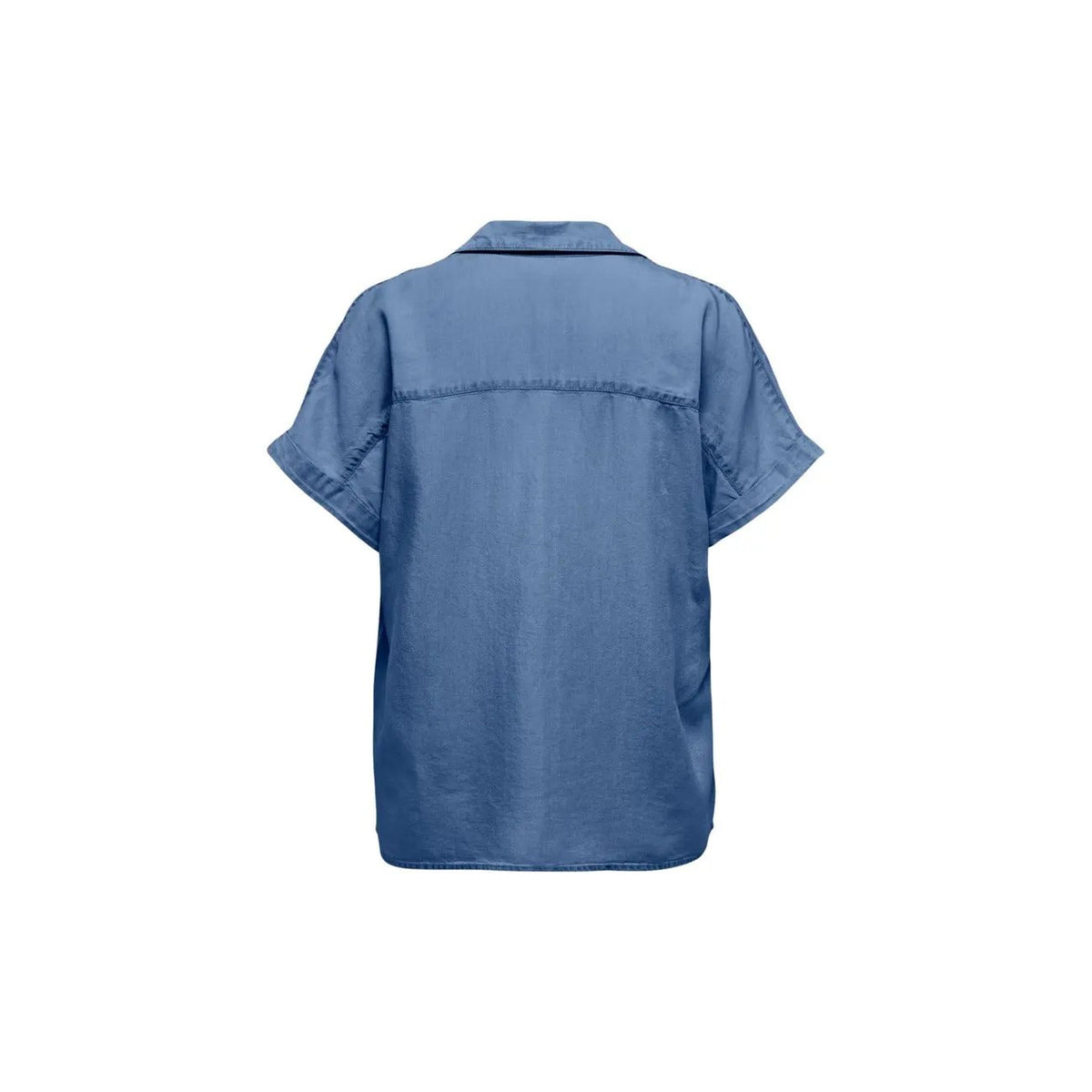 Only Women Blue Cap Sleeve Button Blouse Lyocell Stylish Summer Shirt by Only