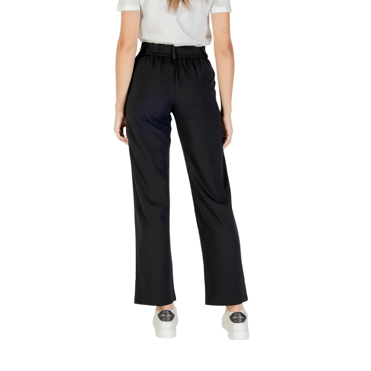 Only Women Black Stretch Wide Leg Trousers Elegant Zip Fall Winter Wear by Only