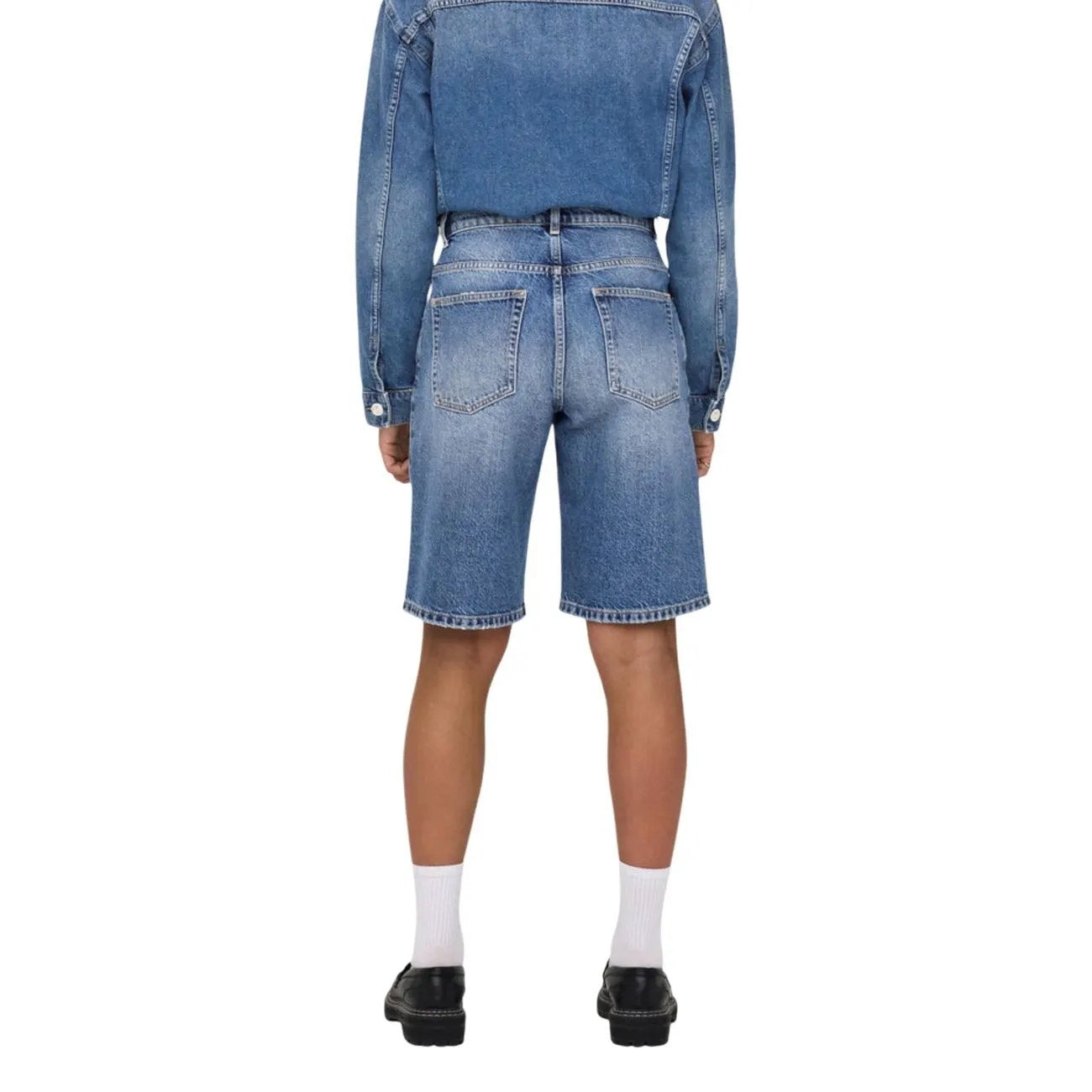 Only Premium Women Blue Cotton Shorts For Worn Out Summer Comfort by Only