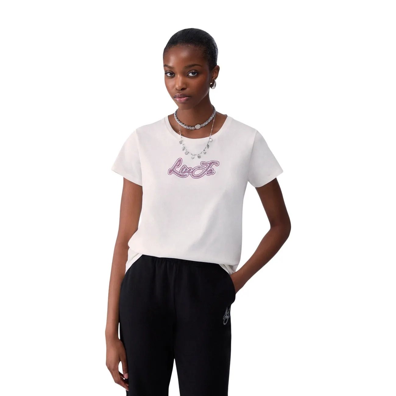 Liu Jo Women Premium Cotton Tshirt Classic Fit Soft Everyday Essential by Liu Jo