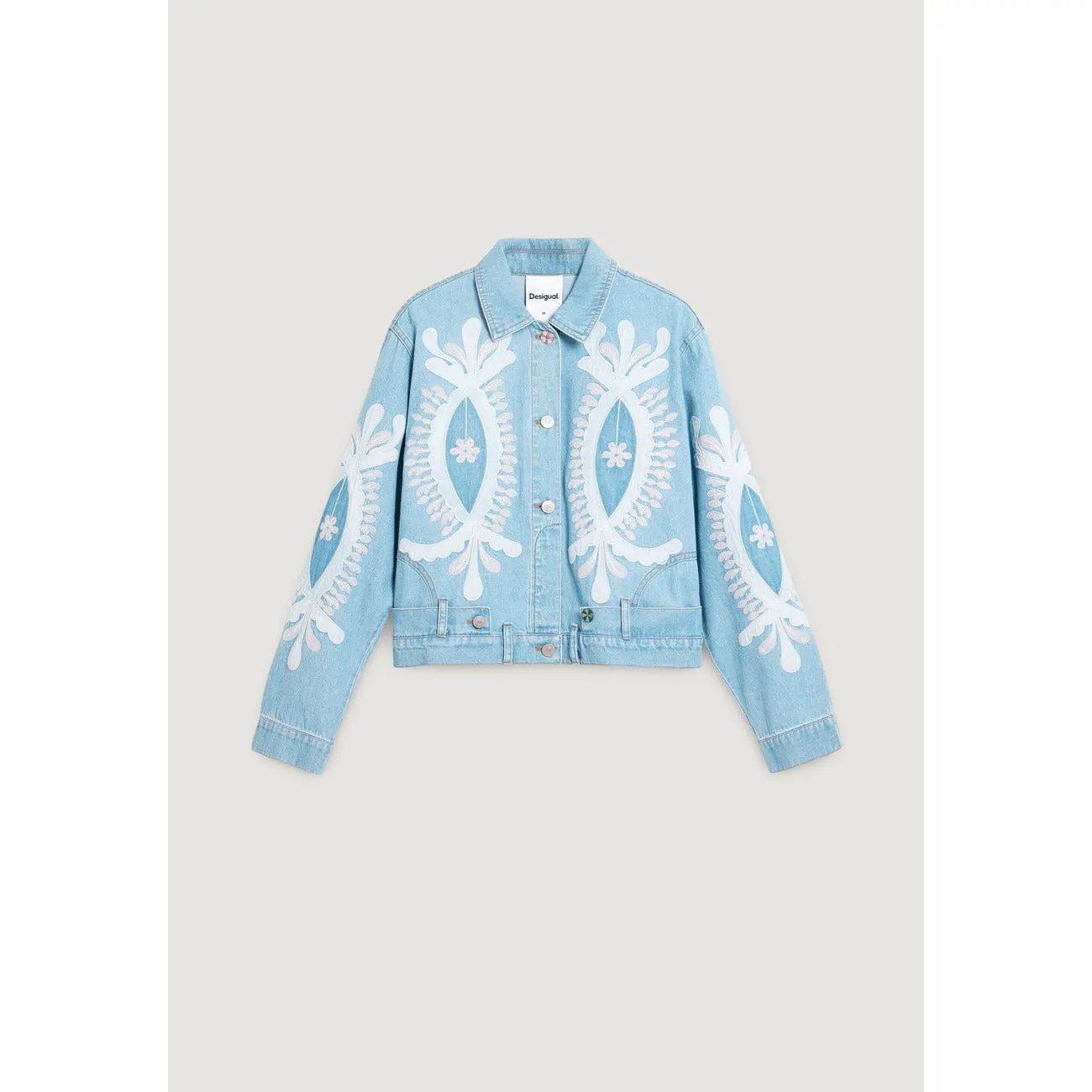 Desigual Women Light Blue Cotton Blazer Elegant Classic Style by Desigual