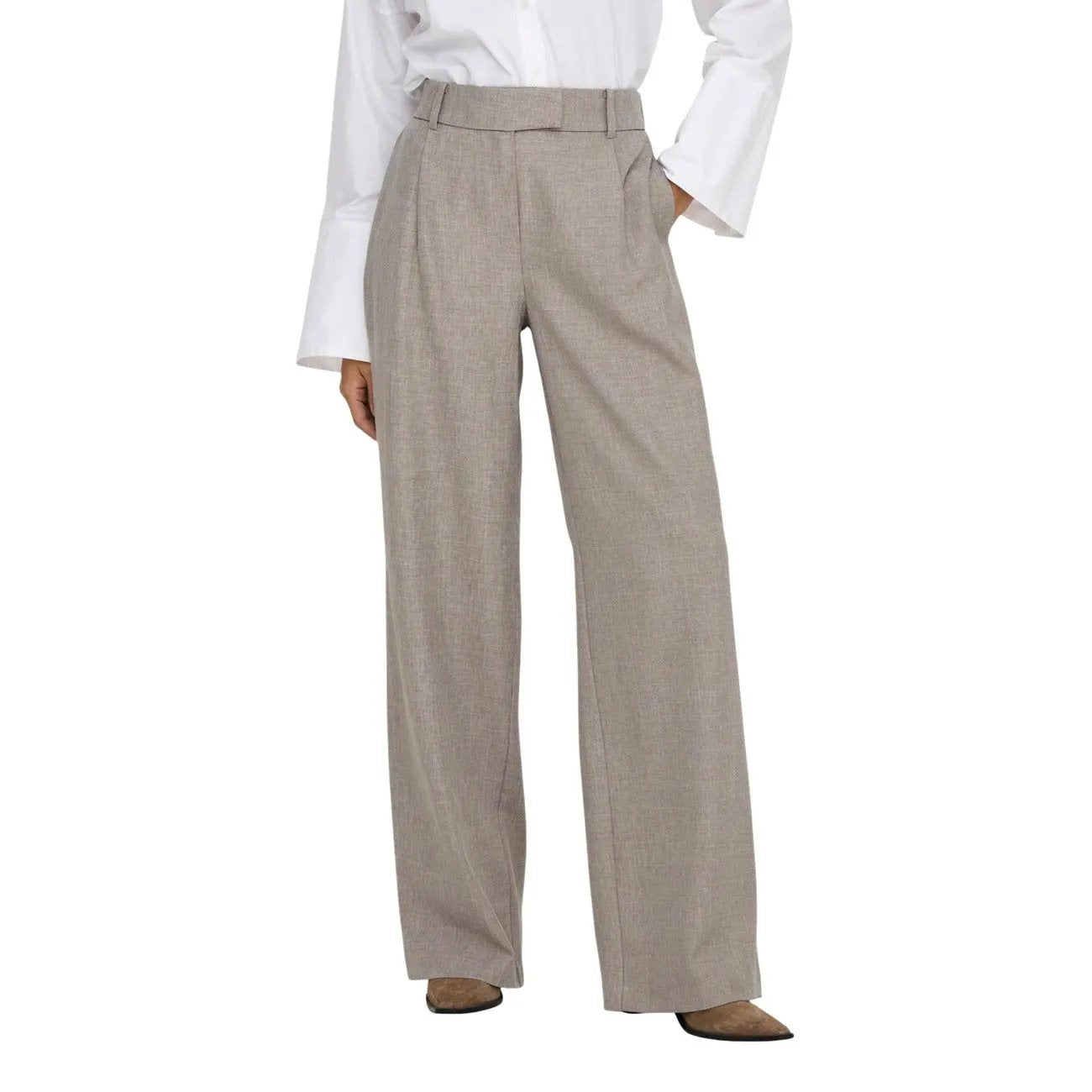 Only Women Grey Stretch Tailored Wide Leg Trousers For Fall Winter Style by Only