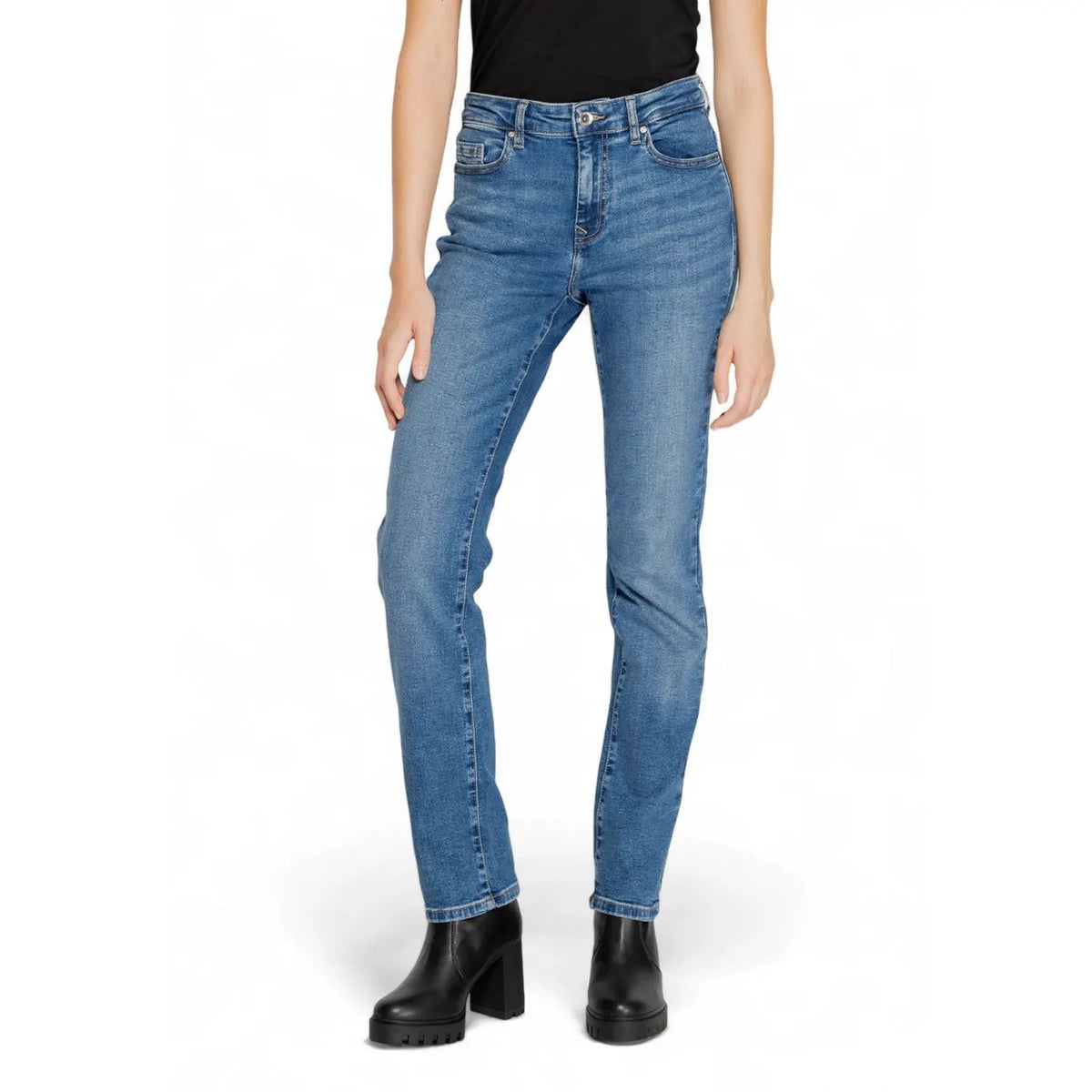 Only Women Jeans Blue Denim Classic Straight Leg With Front Pockets by Only