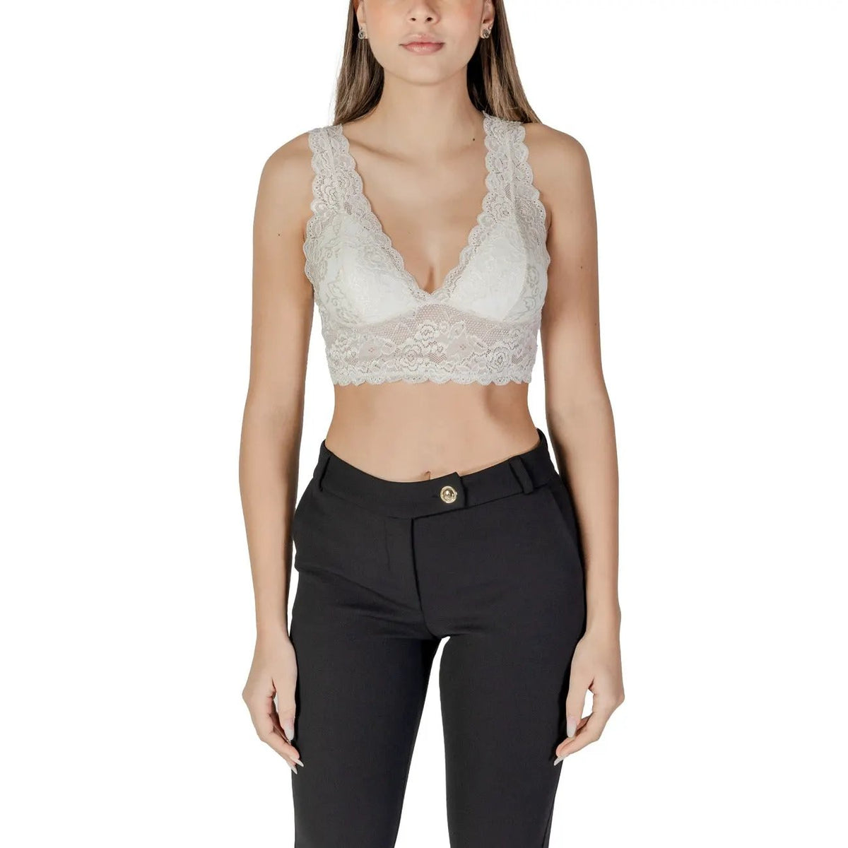 Only Womens Sleeveless V Neck Top Relaxed Fit Breathable White by Only