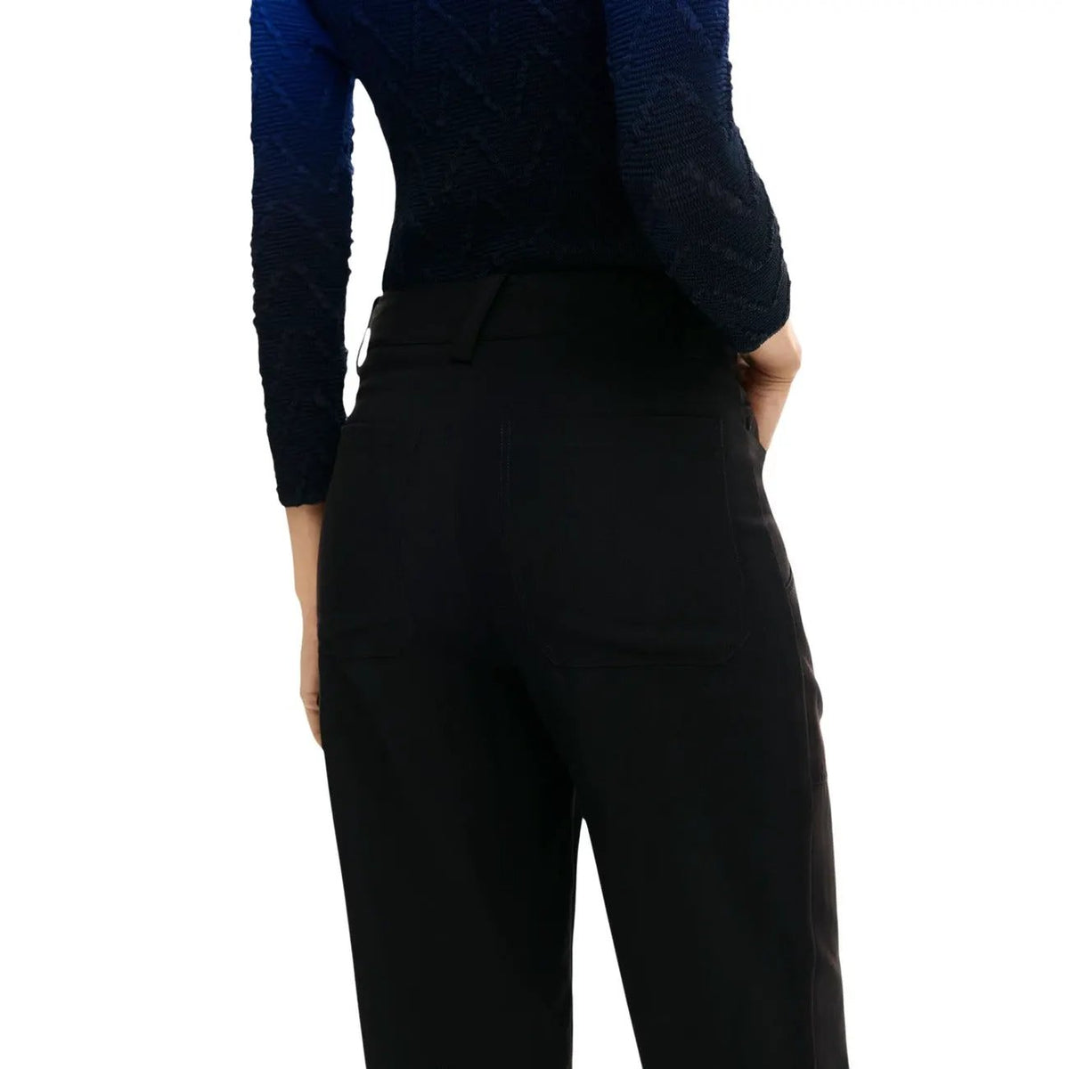 Desigual Women Black Trousers Elegant Viscose Blend Comfort Fit Pockets by Desigual