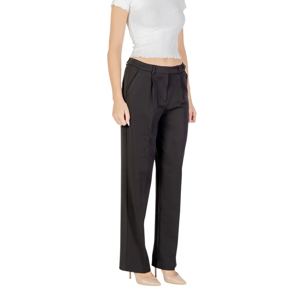 Only Women Black Trousers Premium Stretch Zip Fly Front Pocket Comfort by Only