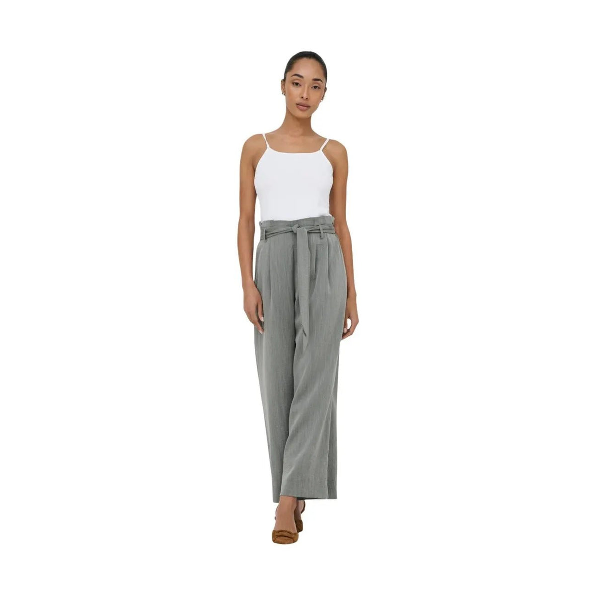 Only Women Stylish Wide Leg Trousers Comfortable Tie Waist Pockets by Only