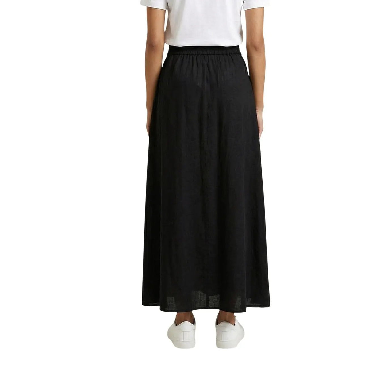 Only Women Black Cotton Long Skirt Elastic Waist Flowy Comfortable by Only