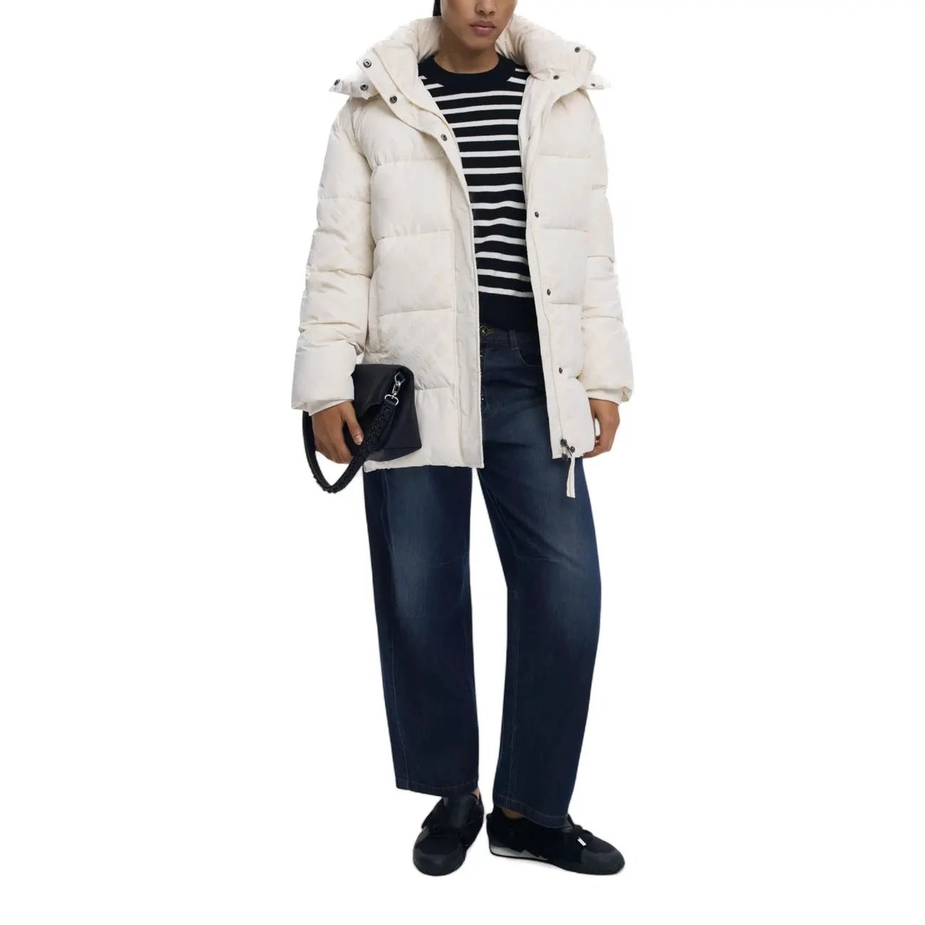 Desigual Women White Hooded Stylish Puffer Jacket Warm Winter Cozy Style by Desigual