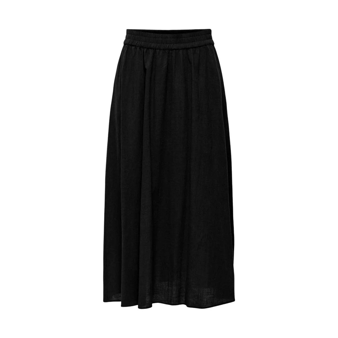 Only Women Black Cotton Long Skirt Elastic Waist Flowy Comfortable by Only