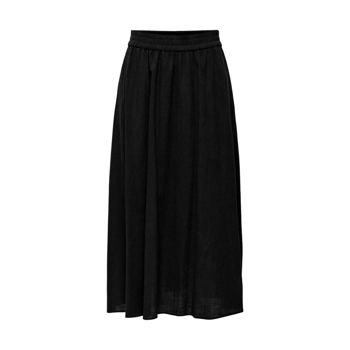 Only Women Black Cotton Long Skirt Elastic Waist Flowy Comfortable by Only