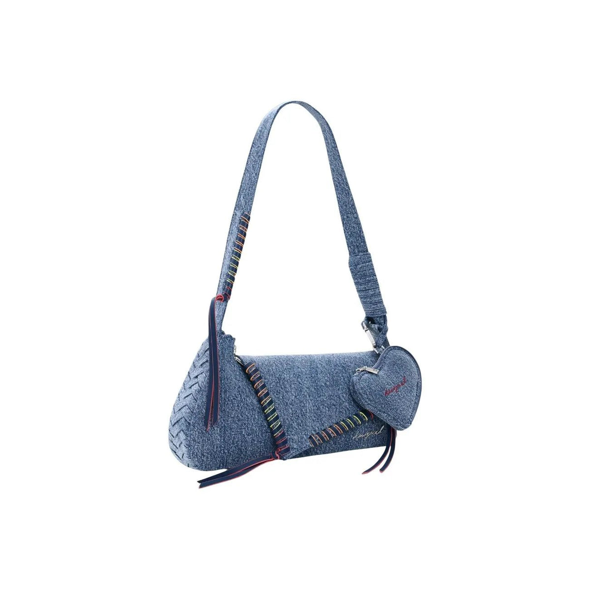 Desigual Women Premium Light Blue Cotton Shoulder Bag With Zip Charm by Desigual