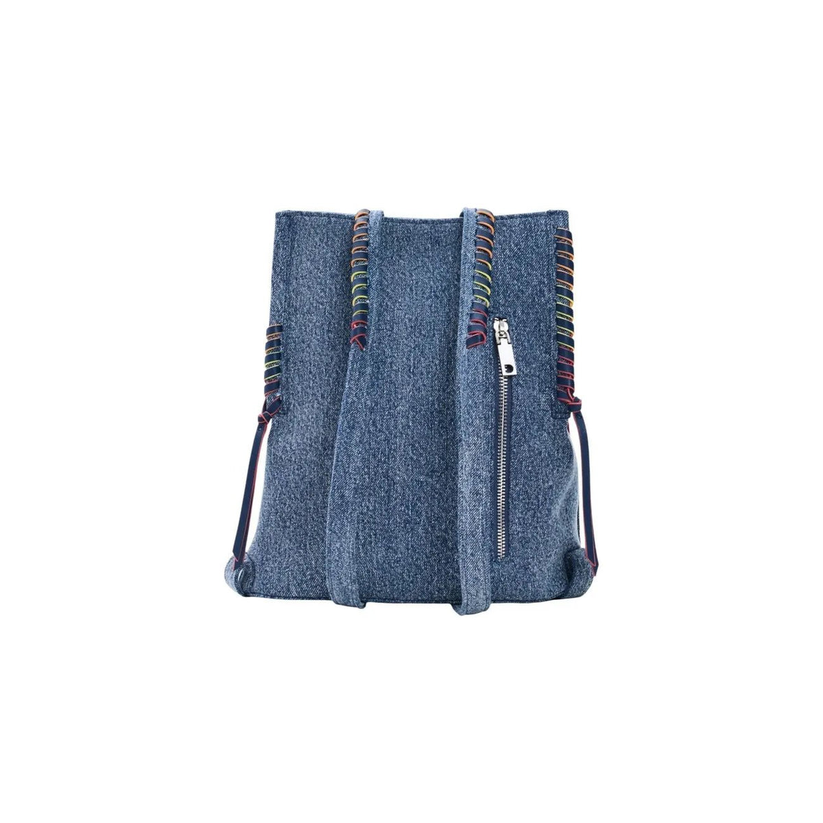 Desigual Women Blue Cotton Handbag with Zip Fastening Heart Charm Pockets by Desigual